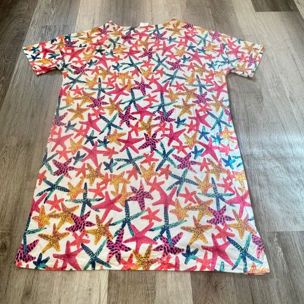 Soma Cool Nights Modern Nightshirt Womens Large Colorful Starfish Loungewear - Picture 7 of 9